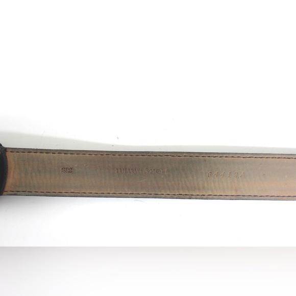 Vintage Dark Brown Leather Textured Belt with Chunky Gold Buckle Wide Thick Work - Picture 9 of 10